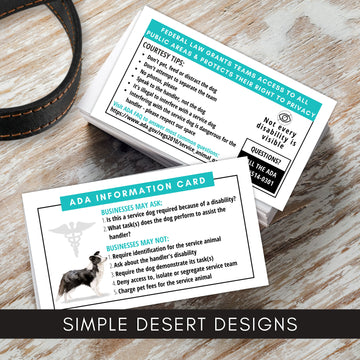 customizable border collie service dog ada law cards